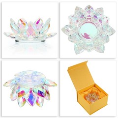 OwnMy Crystal Lotus Flower 5.12 inches x 4.92 x 2.76 inches, Ab Color