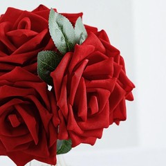 24 Red 5″ FOAM ROSE Flowers Stems Party Wedding Events Decorations Supplies