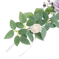 10Pcs DIY Wedding Chair Flowers Purple Green Faux Floral Decor for Ceremony
