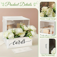White PVC Wedding Card Box Lock Lid Money Gift Box Birthday Party Decor