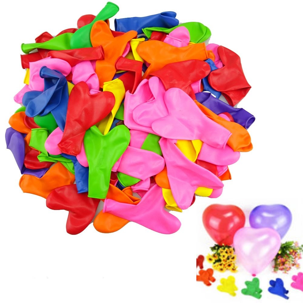 yueton Pack of 100 Assorted 12 inches, Colors-heart-shaped-100pcs