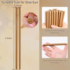 20pcs Antique Gold Sealing Wax Sticks for Wedding Invitations, Letters & Crafts