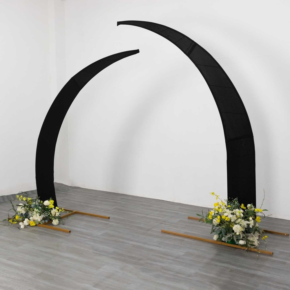 2 BLACK Fitted Spandex Half Crescent Moon Arch BACKDROP STAND Events Wedding
