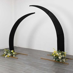 2 BLACK Fitted Spandex Half Crescent Moon Arch BACKDROP STAND Events Wedding