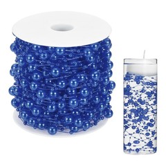 Artificial Floating Beads, 8+3mm 66ft Faux Pearls Beads String, Sapphire Blue