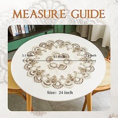 Lace Small Round Tablecloth Doilies Table Topper Scarf 24″ (Round) Stone