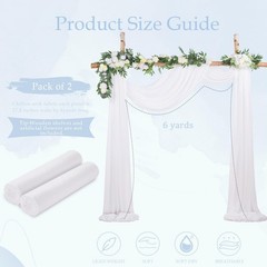 White Arch Drapes 2 Panels 6 Yards Sheer Backdrop Curtains for Parties Ceilin…