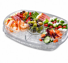 Chilled Appetizer Tray with Lid Ice Serving Platter for Parties 15 Inch