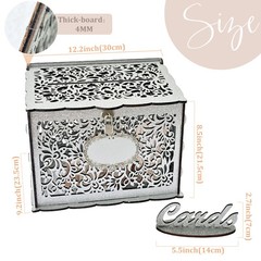 Silver Wedding Card Box with Lock, Wooden Gift Card Box for wedding decoratio…