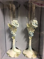 Blue, Purple And Pink Wedding Flutes