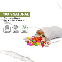 3″x4″ Cotton Single Drawstring Muslin Bags (Natural color)-50 count pack