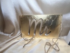 David Tutera Mr & Mrs Chair Signs Table Decoration Set Gold Gray Wedding 3pc