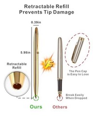 Metal Ballpoint Pens – Black Ink Fancy Pens for 1 Count (Pack of 3) – D4 Gold