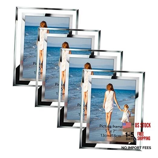 Bulk 5×7 Picture Frames, 4 Packs Silver Photo Frames 5 by 7, 5×7-4 Frames
