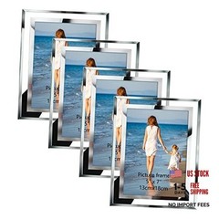 Bulk 5×7 Picture Frames, 4 Packs Silver Photo Frames 5 by 7, 5×7-4 Frames