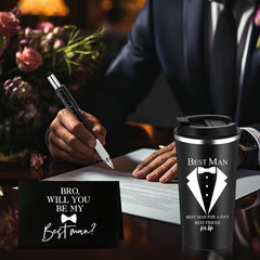 6 Pcs Best Man Gifts Wedding Proposal Gift for Best Man Groomsman 17Oz Office Cu