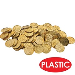 Beistle 100 Piece Gold Plastic Pirate Treasure Embossed Coins 100 Piece,