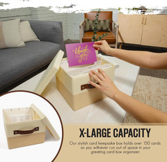Greeting Card Organizer Box with 15 Dividers | Holds 150+ and Collapses When not