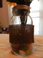 Hand Made, Fall Flowers Mason Jar Wedding Table Centerpieces
