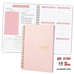 Undated Weekly Planner—A5—Personal Goals Journal—Light Pink—Non-Dated
