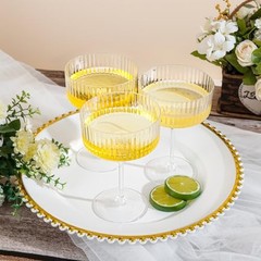 LIYH 20 Pcs Plastic Champagne Glasses 10 Oz Clear Vertical Stripe Pattern