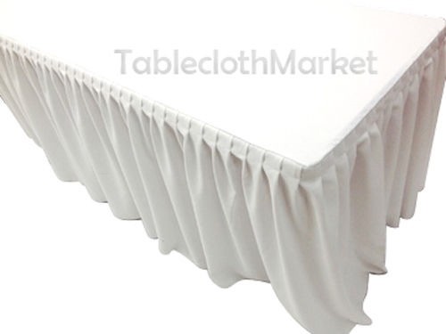 4′ Fitted Table Skirting Cover w/ Top Topper Single Pleated Wedding WHITE