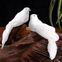 Artificial Doves Bird Garden Indoors 2pcs Decor Feather Lover Ornament