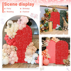 Sequin Arch Backdrop Cover 6.6Ft Wedding Red Arch Cover Christmas Balloon Arch B