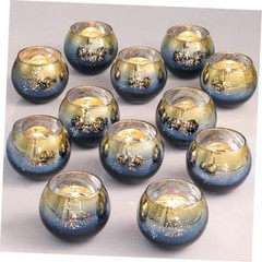 Navy Votive Candle Holders Set of 12, Round Round–2″W x 2″H Navy Blue+gold