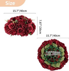 Flower Balls for Wedding Centrepieces – 10 Pcs 15.7 inch Diam Large Burgundy