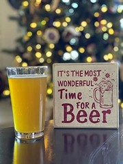 “It’s the Most Wonderful Time for a Beer” Rustic Wood Sign – 6” x 6” Red