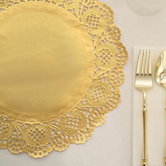 100 GOLD 12″ Round Disposable Lace PAPER DOILIES PLACEMATS Event Party Supplies