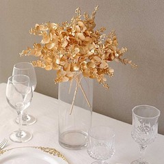 4 Gold Metallic Artificial Eucalyptus Leaves Bushes Party Decorations