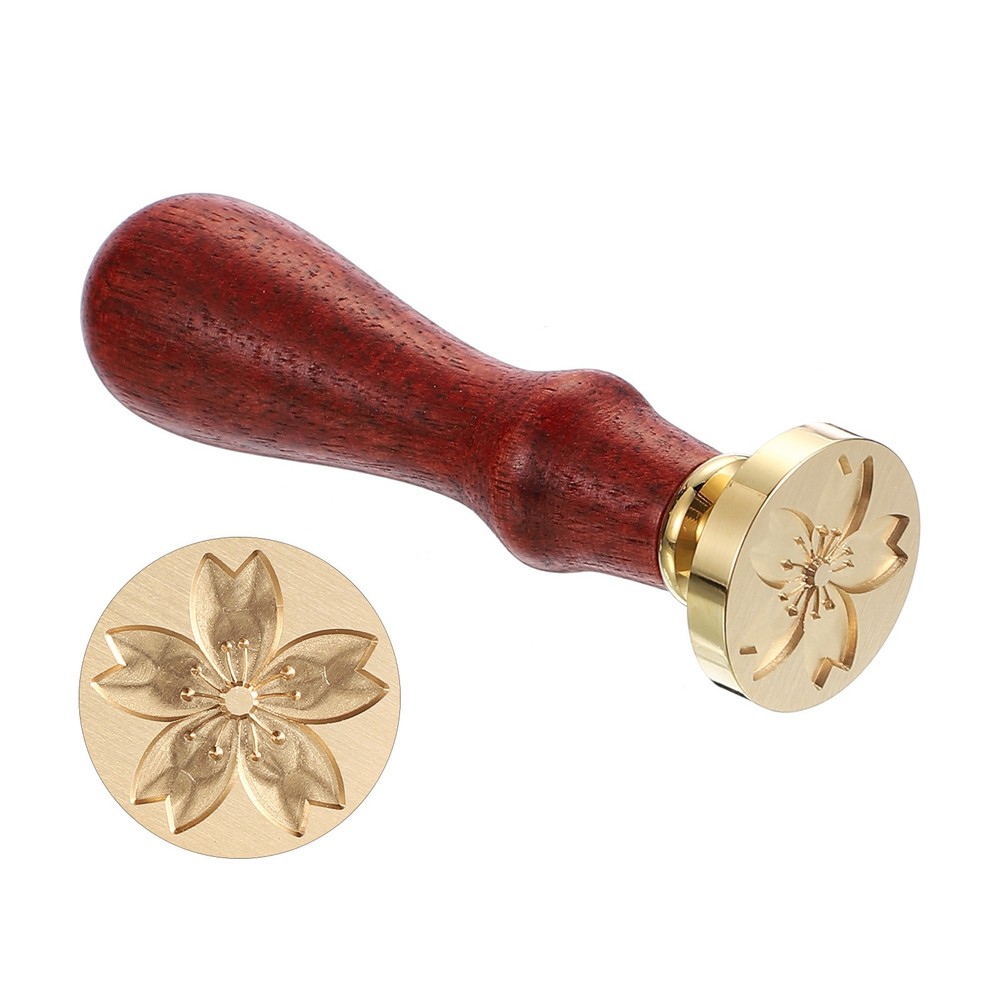 Cherry Blossoms Wax Seal Stamp, Flower Sealing Wax Stamp Classic Retro, Brown