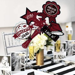 Graduation Decorations Maroon White Black 2026/Burgundy
