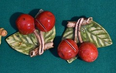 Six Japanese Hand Crafted Ceramic Fruit Place Card Holders