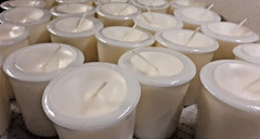 Unscented Soy Wax Votives, 4 pack, hand -made, cotton wicks, long burn time