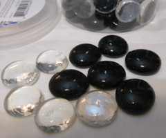 3 kg. Flat Glass Marbles/Pebbles for Vase Filler Etc (Clear and black, 7/8″)