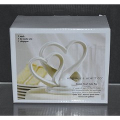 NIB White Porcelain Heart Cake Topper