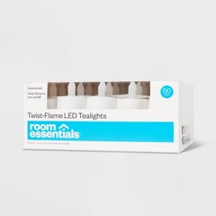 50ct Room Essentials Twist-Flame LED Flameless Flickering Tealight Candles White