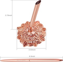 Lightweight Rose Gold Signing Pen Set in Hollow Round Holder for Special Events