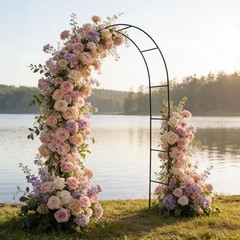3Pcs Arched Metal Trellis Set,Sturdy Climbing Plant Stand for Garden Patio Decor