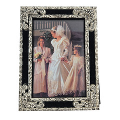 VTG Godinger Silver Art Plated Satin Rose Wedding Photo Frame Album 4×6 Pictures
