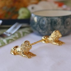 Gold Lion Cutlery Rest – Royal Spoon & Fork Holder | Luxury Dining Decor