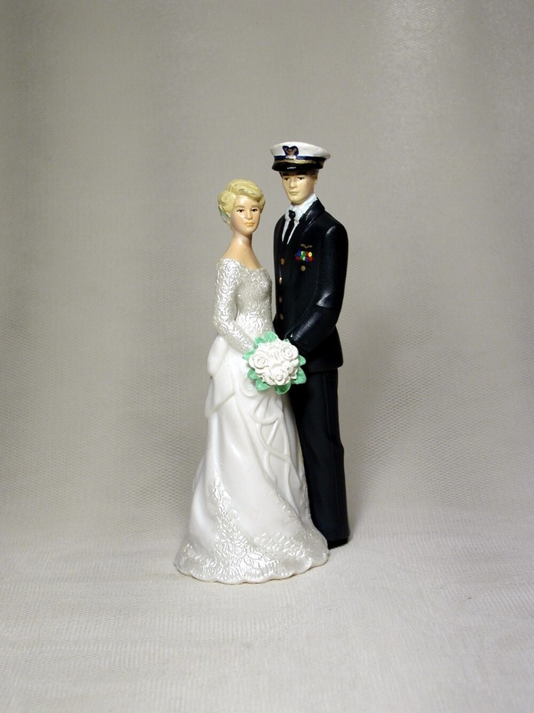 Coast Guard Officer Military Groom and Bride 4.5″ wedding cake topper top 4001