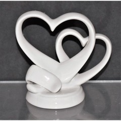 NIB White Porcelain Heart Cake Topper