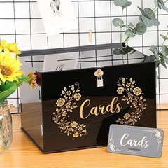Black Acrylic Wedding Card Box Card Boxes with Lock and Card Sign, Gift Card Box