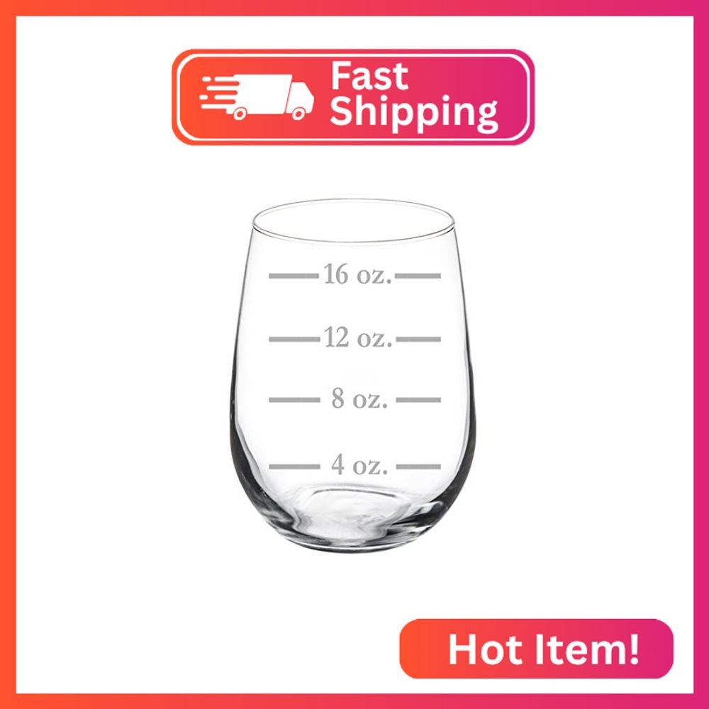 Wine Glass Goblet Measuring Cup Ounces (17 oz Stemless)