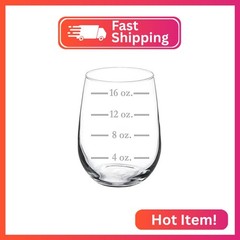 Wine Glass Goblet Measuring Cup Ounces (17 oz Stemless)