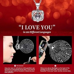 Lebana Preserved Pink Real Rose with Heart I Love You Necklace -Eternal
